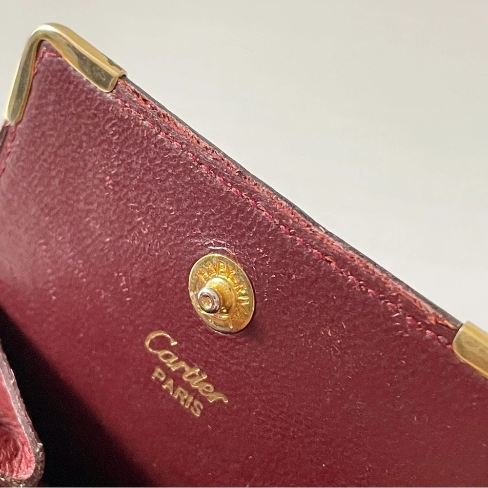 Cartier vintage burgundy leather coin snap pouch
